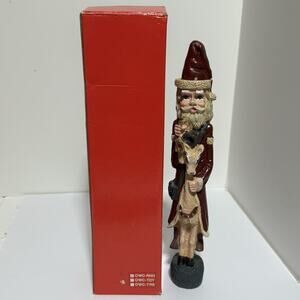 Vintage Santa Candlestick Holder 12 Inch Tall Santa Riding on a Reindeer Folksy